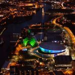 SEC Spotlight & Directory Hydro Arena_Clyde Auditorium at night – Copyright Neale Smith
